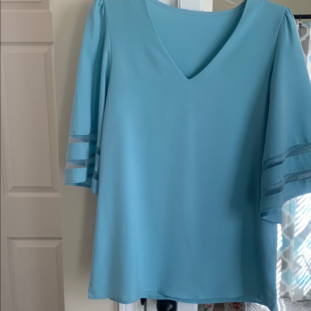 Elegant Blue V-Neck Women's Top